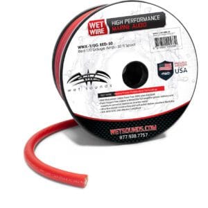 Wet Sounds Red Frosted 1/0 GA Wet Wire 1/0 Gauge Amplifikatör Kablosu - 50 Ft Makara - Tekne Ses Sistemi
