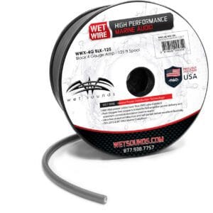 Wet Sounds Black Frosted 4 GA Wet Wire 4 Gauge Amplifikatör Kablosu - 125 Ft Makara - Tekne Ses Sistemi