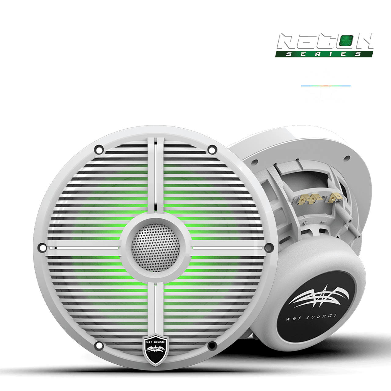 RECON 8 XW-W RGB – 8 inç Yüksek Çıkışlı Koaksiyel Hoparlör (Beyaz RGB Izgaralı) - Tekne Ses Sistemi