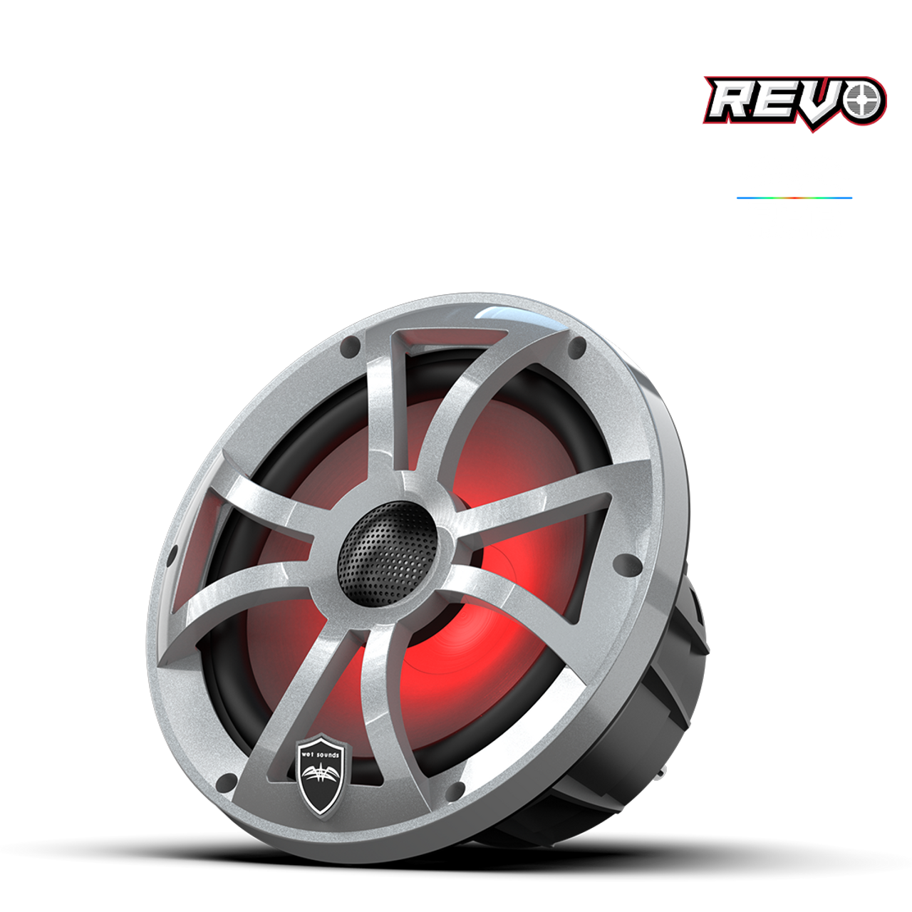 Wet Sounds REVO 8-XSS – REVO Serisi 8” Yüksek Çıkışlı Komponent Tarzı Koaksiyel Hoparlörler XS-Silver RGB Izgaralı - Tekne Ses Sistemi