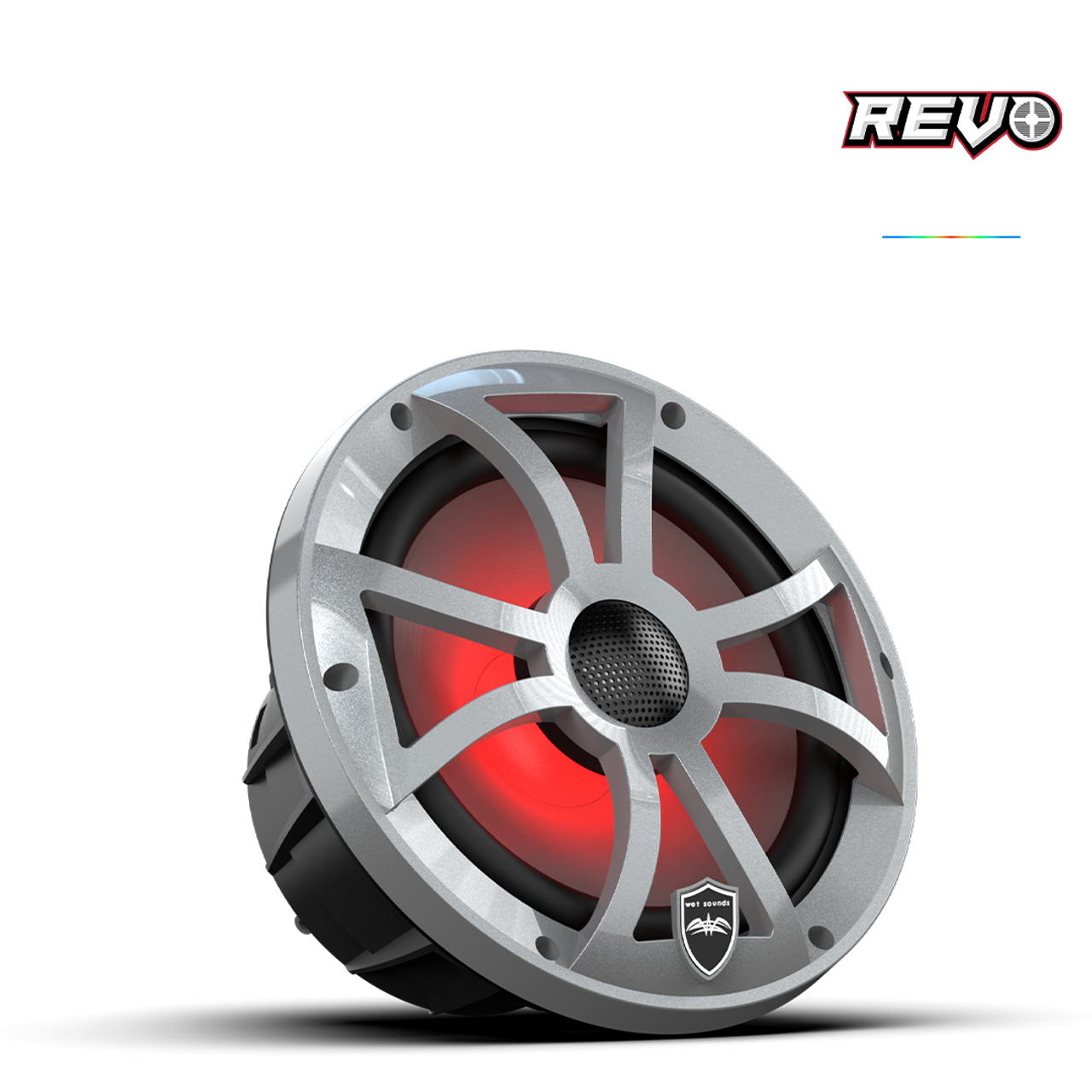 Wet Sounds REVO 8-XSS – REVO Serisi 8” Yüksek Çıkışlı Komponent Tarzı Koaksiyel Hoparlörler XS-Silver RGB Izgaralı - Tekne Ses Sistemi