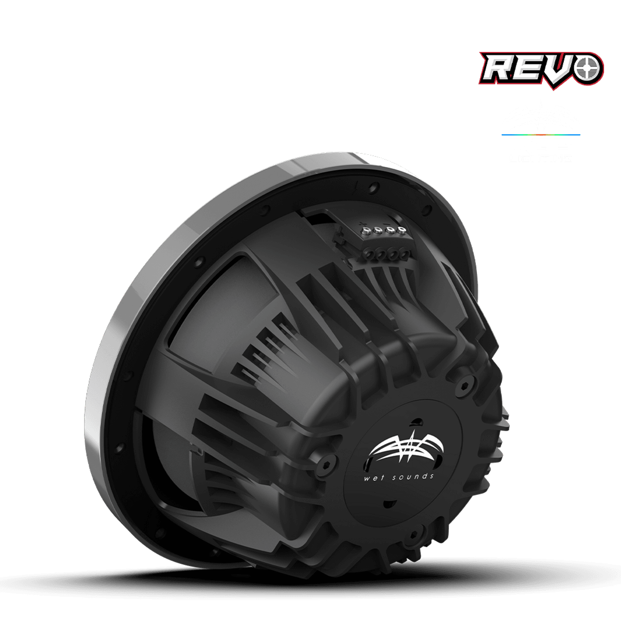 Wet Sounds REVO CX-10 XS-G-SS S2 10” Yüksek Güçlü Komponent Tarzı Koaksiyel Hoparlör – XS Gunmetal / Paslanmaz Çelik RGB Izgaralı - Tekne Ses Sistemi