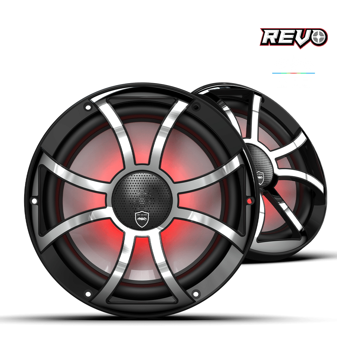 Wet Sounds REVO CX-10 XS-B-SS S2 10” Yüksek Güçlü Komponent Tarzı Koaksiyel Hoparlör – XS Siyah / Paslanmaz Çelik RGB Izgaralı - Tekne Ses Sistemi