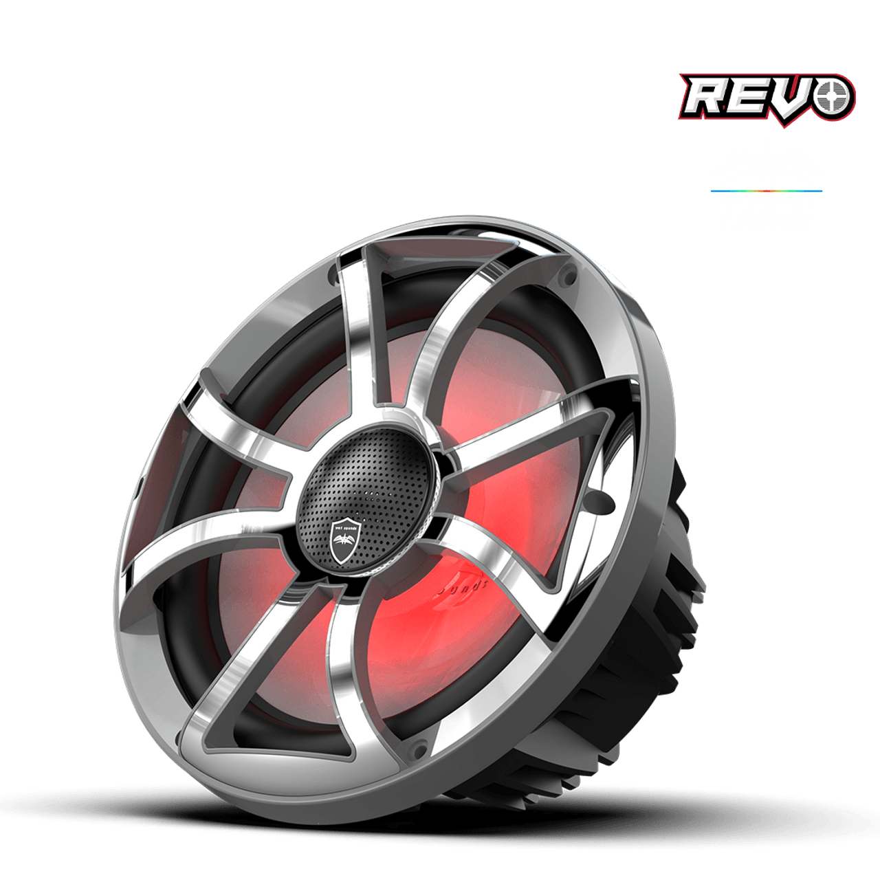 Wet Sounds REVO CX-10 XS-G-SS S2 10” Yüksek Güçlü Komponent Tarzı Koaksiyel Hoparlör – XS Gunmetal / Paslanmaz Çelik RGB Izgaralı - Tekne Ses Sistemi
