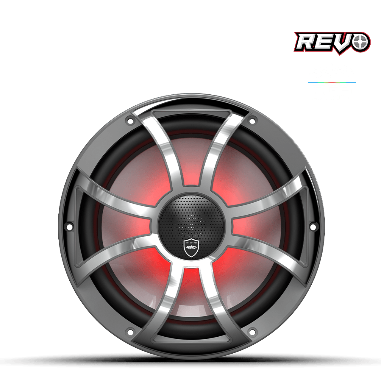 Wet Sounds REVO CX-10 XS-G-SS S2 10” Yüksek Güçlü Komponent Tarzı Koaksiyel Hoparlör – XS Gunmetal / Paslanmaz Çelik RGB Izgaralı - Tekne Ses Sistemi