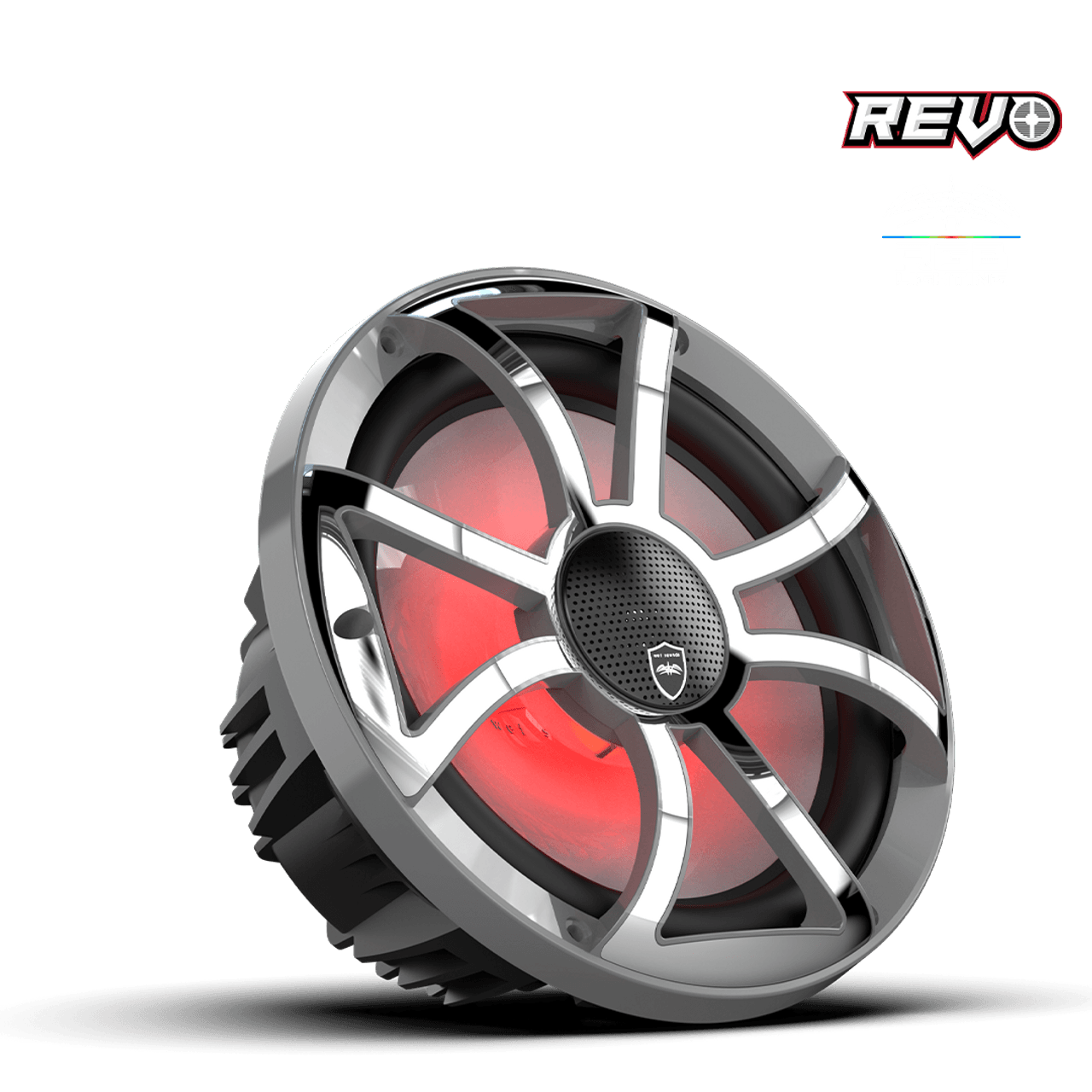 Wet Sounds REVO CX-10 XS-G-SS S2 10” Yüksek Güçlü Komponent Tarzı Koaksiyel Hoparlör – XS Gunmetal / Paslanmaz Çelik RGB Izgaralı - Tekne Ses Sistemi