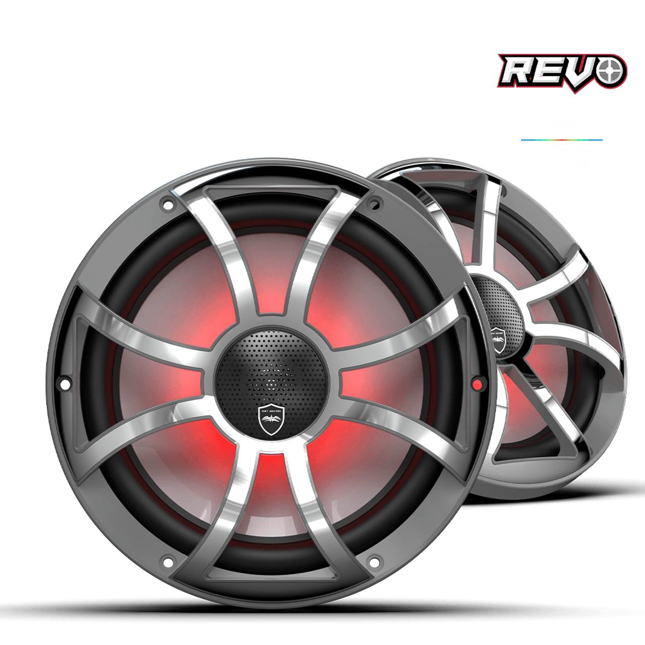 Wet Sounds REVO CX-10 XS-G-SS S2 10” Yüksek Güçlü Komponent Tarzı Koaksiyel Hoparlör – XS Gunmetal / Paslanmaz Çelik RGB Izgaralı - Tekne Ses Sistemi