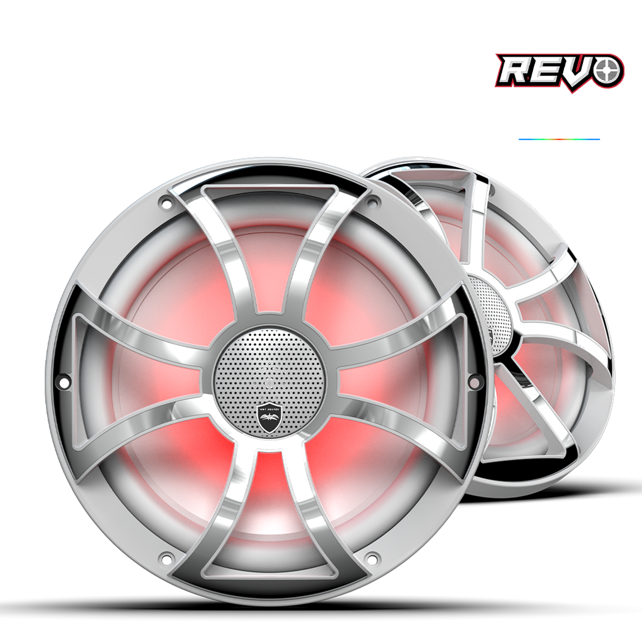 Wet Sounds REVO CX-10 XS-W-SS S2 10” Yüksek Güçlü Komponent Tarzı Koaksiyel Hoparlör – XS Beyaz / Paslanmaz Çelik RGB Izgaralı - Tekne Ses Sistemi