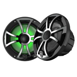 Wet Sounds REVO 8-XSB-SS Siyah XS / Paslanmaz Kapaklı 8" Marine LED Koaksiyel Hoparlör (Çift) - Tekne Ses Sistemi