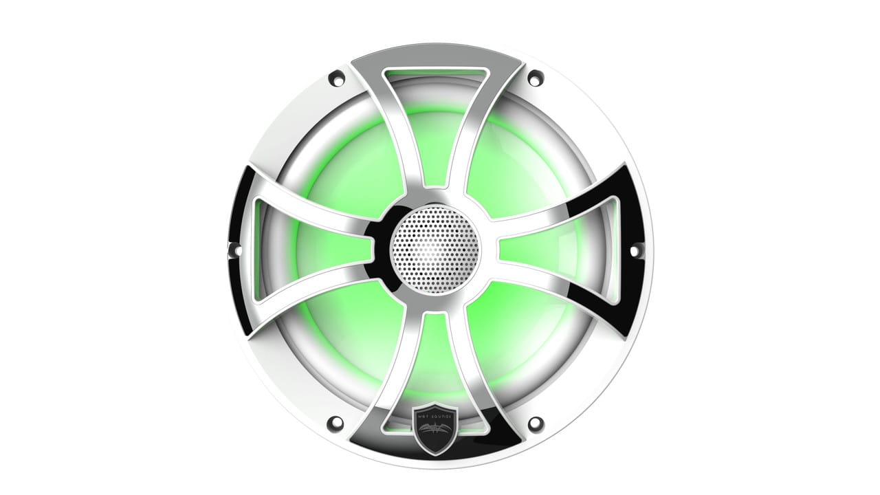 Wet Sounds REVO 8-XSW-SS Beyaz XS / Paslanmaz Kapaklı 8" Marine LED Koaksiyel Hoparlör (Çift) - Tekne Ses Sistemi